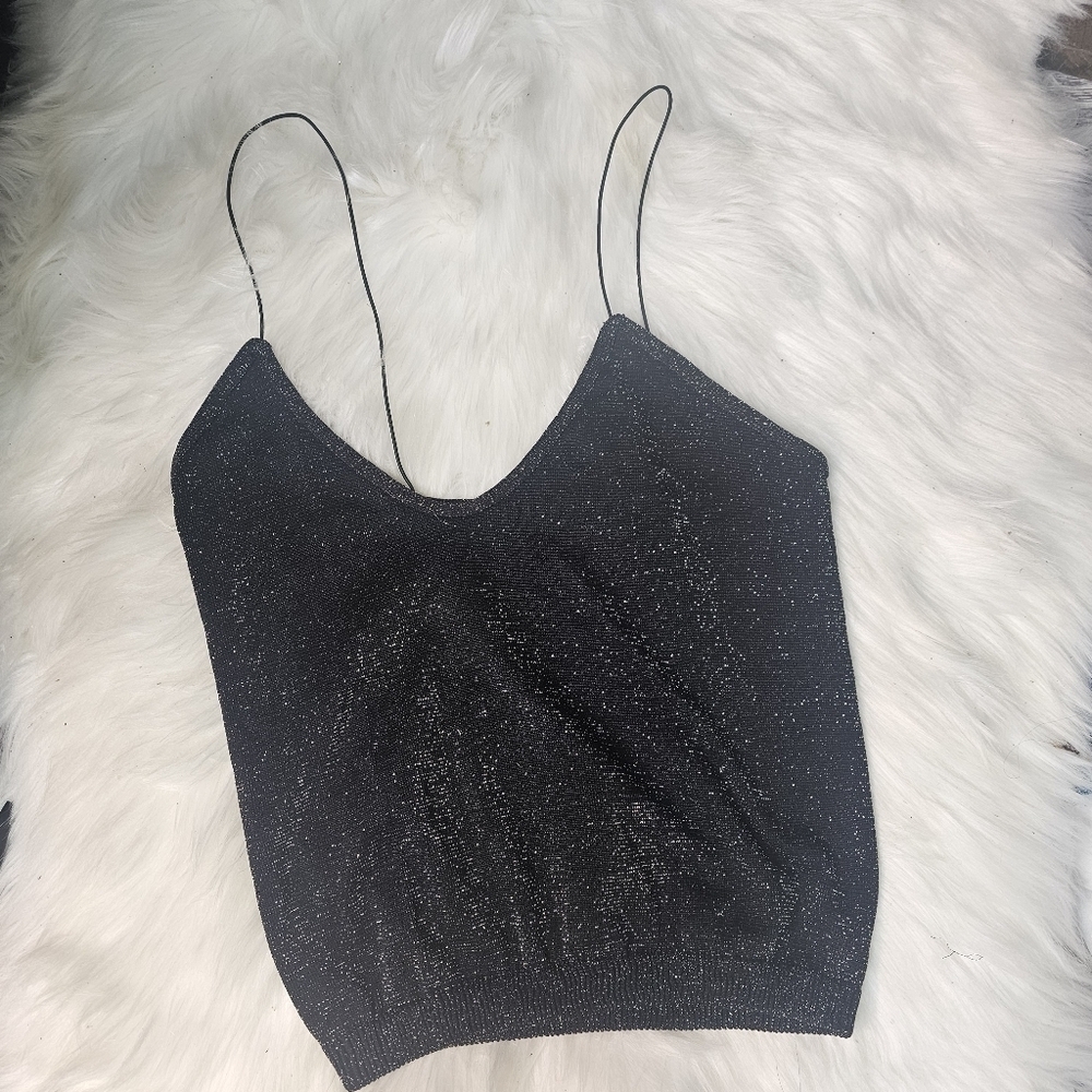 Free People Lurex Skinny Strap Seamless Brami Black Size XS/S - Picture 3 of 12